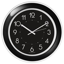 Часы настенные TROYKATIME (TROYKA) 122201202, круг, черные, черная рамка, 30х30х3,8 см - фото 10115867