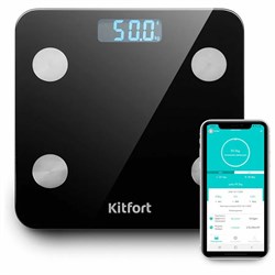 Весы напольные диагностические KITFORT КТ-805, электронные, вес до 180 кг, квадрат, стекло, черные - фото 10115877