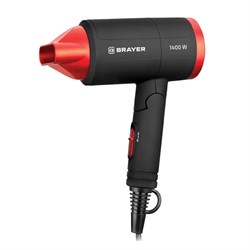 Фен BRAYER BR3040RD, 1400 Вт, 2 скорости, 1 температурный режим, складная ручка, черный/красный - фото 10116417