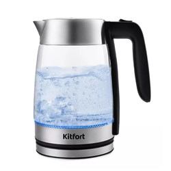 Чайник KITFORT КТ-641, 1,8 л, 2200 Вт, закрытый нагревательный элемент, стекло, серебристый - фото 10118477