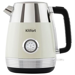 Чайник KITFORT КТ-633-3, 1,7 л, 2200 Вт, закрытый нагревательный элемент, термометр, пластик/металл, бежевый - фото 10118694
