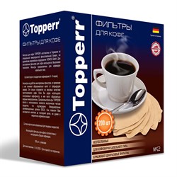 Фильтр TOPPERR №2 для кофеварок, бумажный, неотбеленный, 200 штук, 3049 - фото 10122751
