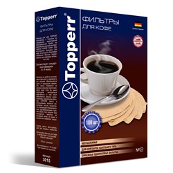 Фильтр TOPPERR №2 для кофеварок, бумажный, неотбеленный, 100 штук, 3015 - фото 10122760