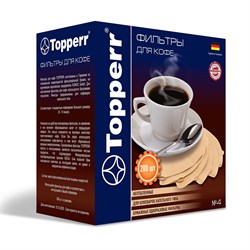 Фильтр TOPPERR №4 для кофеварок, бумажный, неотбеленный, 200 штук, 3046 - фото 10122763