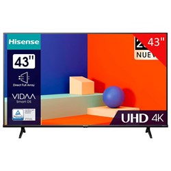 Телевизор HISENSE 43A6K, 43" (108 см), 3840 x 2160, 4K, 16:9, SmartTV, Wi-Fi, черный - фото 10123376