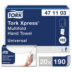 Полотенца бумажные (1 пачка 190 листов) TORK (H2) Universal, 2-слойные, цвет натуральный.,23,4х21,3, Z-сложение, 471103 101010127070 - фото 10695478