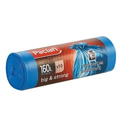 Мешки для мусора 160 л, синие, в рулоне 10 шт., ПВД, 21 мкм, 120х87 см, PACLAN "Big&Strong", 402001 101010604075 - фото 10705083