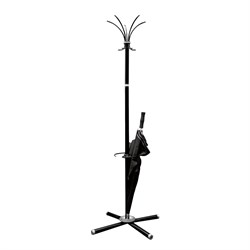 Вешалка-стойка "Классикс-ТМ3", 1,86 м, крестовина 70х70 см, 5 крючков + место для зонтов, металл, черная, Классик-ТМ3,чер - фото 10721733