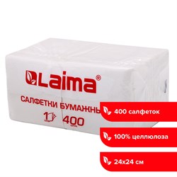 Салфетки бумажные 400 шт., 24х24 см, "Big Pack", белые, 100% целлюлоза, LAIMA, 114724 101010114724 - фото 10724406