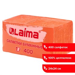 Салфетки бумажные 400 шт., 24х24 см, "Big Pack", оранжевые, 100% целлюлоза, LAIMA, 114729 101010114729 - фото 10724419