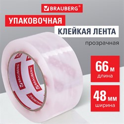 Клейкая лента упаковочная 48 мм х 66 м, прозрачная, толщина 45 микрон, BRAUBERG ORIGINAL, 440172 101010440172 - фото 10727986