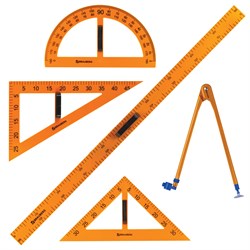 Набор чертежный для классной доски (2 треугольника, транспортир, циркуль, линейка 100 см), BRAUBERG, 210383 101010210383 - фото 11356362