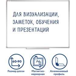 Доска магнитно-маркерная 60х90 см, алюминиевая рамка, Польша, STAFF Profit, 237721 101010237721 - фото 11358891