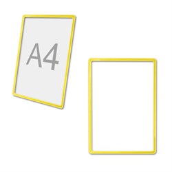 Рамка POS для ценников, рекламы и объявлений А4, желтая, без защитного экрана, 290251 - фото 11360228