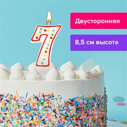 Свеча-цифра для торта "7" ДВУСТОРОННЯЯ с конфетти, 8,5 см, ЗОЛОТАЯ СКАЗКА, держатель, блистер, 591400 101010591400 - фото 11385186