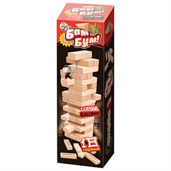 Игра настольная Башня "Бам-бум", неокрашенные деревянные блоки с заданиями, 10 КОРОЛЕВСТВО, 1741 - фото 11387303