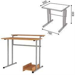 Стол-парта 1-местный для информатики, 780х500х830 мм, рост 6, серый каркас, ЛДСП бук - фото 11388987