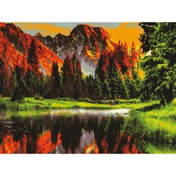 Картина по номерам 40х50 см, ОСТРОВ СОКРОВИЩ "Горное озеро", на подрамнике, акриловые краски, 3 кисти, 662462 - фото 11391208