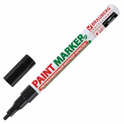 Маркер-краска лаковый (paint marker) 2 мм, ЧЕРНЫЙ, БЕЗ КСИЛОЛА (без запаха), алюминий, BRAUBERG PROFESSIONAL, 150868 - фото 11417076