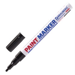 Маркер-краска лаковый (paint marker) 2 мм, ЧЕРНЫЙ, НИТРО-ОСНОВА, алюминиевый корпус, BRAUBERG PROFESSIONAL PLUS, 151439 - фото 11417528