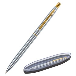 Ручка подарочная шариковая BRAUBERG Brioso, СИНЯЯ, корпус серебристый с золотистыми деталями, линия письма 0,5 мм, 143463 - фото 11424629