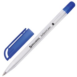 Ручка шариковая масляная BRAUBERG "Olive Pen", СИНЯЯ, корпус прозрачный, 0,7 мм, линия 0,35 мм, 141476 - фото 11430449