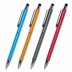 Ручка-стилус SONNEN для смартфонов/планшетов, СИНЯЯ, корпус ассорти, серебристые детали, линия письма 1 мм, 141587 - фото 11431075