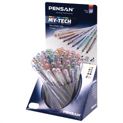 Ручка шариковая масляная PENSAN "My-Tech Colored", палитра ярких цветов АССОРТИ, 0,7 мм, дисплей, 2240, 2240/S60R-8 - фото 11431414