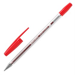 Ручка шариковая BRAUBERG "M-500 CLASSIC", КРАСНАЯ, корпус прозрачный, узел 0,7 мм, линия письма 0,35 мм, 143446 - фото 11431444