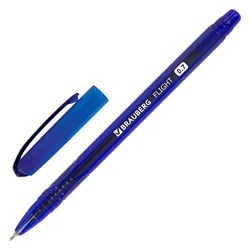 Ручка шариковая масляная BRAUBERG "Flight", СИНЯЯ, корпус синий, узел 0,7 мм, линия письма 0,35 мм, 143343, OBP369 - фото 11432158