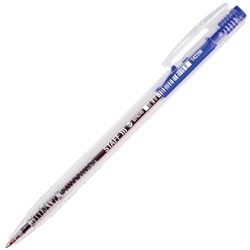 Ручка шариковая автоматическая STAFF "Basic" BPR-245, СИНЯЯ, корпус прозрачный, 0,7 мм, линия письма 0,35 мм, 142396 - фото 11433642