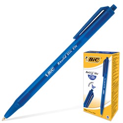 Ручка шариковая автоматическая BIC "Round Stic Clic", СИНЯЯ, корпус тонированный синий, узел 1 мм, линия письма 0,32 мм, 926376 - фото 11433984