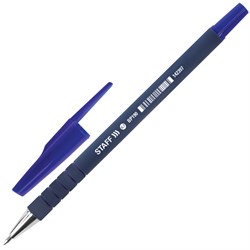Ручка шариковая STAFF "EVERYDAY" BP-190, СИНЯЯ, корпус прорезиненный синий, узел 0,7 мм, линия письма 0,35 мм, 142397 - фото 11434066