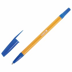 Ручка шариковая STAFF "Basic BP-03 Orange", СИНЯЯ, корпус оранжевый, узел 1 мм, линия письма 0,5 мм, 143741 - фото 11434249