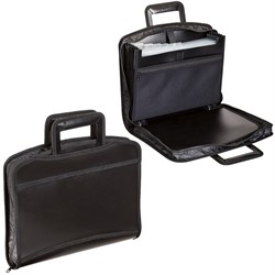 Папка-портфель пластиковая BRAUBERG А4+ (355х290х60 мм), выдвижные ручки, 9 отделений, 1 карман, черная, 225168 - фото 11449937