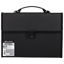 Папка-портфель пластиковая BRAUBERG А4 (332х245х35 мм), 13 отделений, черная, 221378 - фото 11450337