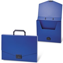 Папка-портфель пластиковая BRAUBERG "Energy", А4 (330х256х32 мм), без отделений, синий, 222082 - фото 11450454