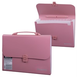Папка-портфель пластиковая BRAUBERG А4 (327х254х30 мм), 13 отделений, розовая, 221441 - фото 11451149
