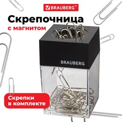 Скрепочница магнитная BRAUBERG с 30 скрепками, прозрачный корпус, 225189 101010225189 - фото 11460287