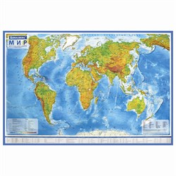 Карта мира физическая 101х66 см, 1:29М, с ламинацией, интерактивная, в тубусе, BRAUBERG, 112378 - фото 11461504