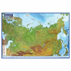 Карта России физическая 116х80 см, 1:7,5М, с ламинацией, интерактивная, европодвес, BRAUBERG, 112393 - фото 11461649