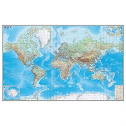 Карта настенная "Мир. Обзорная карта. Физическая с границами", М-1:15 млн., разм. 192х140 см, ламинированная, 293 - фото 11461739