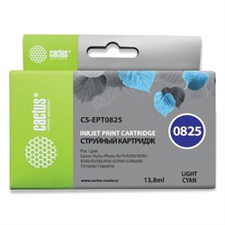 Картридж струйный CACTUS (CS-EPT0825) для EPSON Stylus R270/R390/ RX590, светло-голубой 101010361953 - фото 11477439