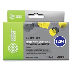 Картридж струйный CACTUS (CS-EPT1294) для EPSON Stylus B42WD/BX305W/BX625WD, желтый 101010361956 - фото 11478665