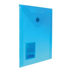 Папка-конверт с кнопкой МАЛОГО ФОРМАТА (105х148 мм), А6, синяя, 0,18 мм, BRAUBERG, 227317 - фото 11483202