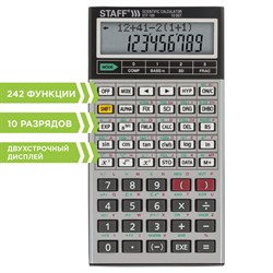 Калькулятор инженерный двухстрочный STAFF STF-169 (143х78 мм), 242 функции, 10+2 разрядов, 250138 - фото 11484917