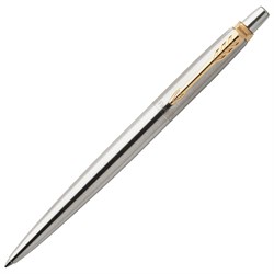 Ручка шариковая PARKER "Jotter Core Stainless Steel GT", корпус серебро, позолота, синяя, 1953182 101010142376 - фото 11517897