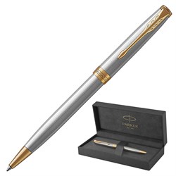 Ручка шариковая PARKER "Sonnet Core Stainless Steel GT", корпус серебро, позолота, черная, 1931507 101010142363 - фото 11518172