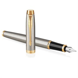 Ручка перьевая PARKER "IM Core Brushed Metal GT", серебристый матовый лак, позолота, синяя, 1931649 101010142540 - фото 11518555