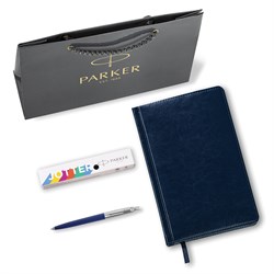 Ручка шариковая PARKER "Jotter Plastic CT", корпус синий, ежедневник А5 синий, пакет, 880896 101010880896 - фото 11518932